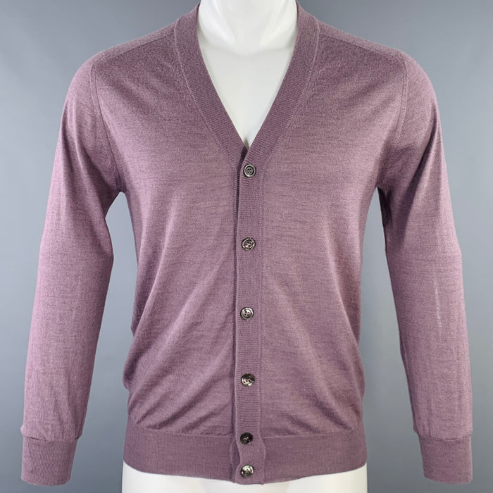 JIL SANDER Size 36 Purple Cashmere Silk V-Neck Cardigan