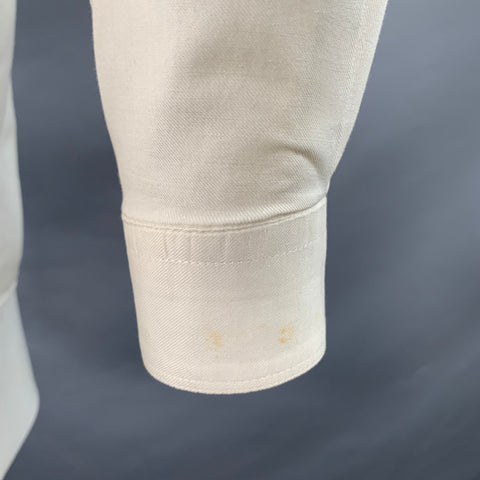 CLAUDE MONTANA Vintage Size S White Pleated Cotton Spread Collar Oversized Long Sleeve Shirt