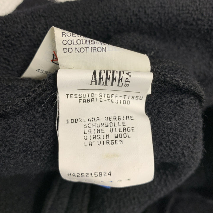 MOSCHINO Size 8 Black White Virgin Wool Contrast trim Single breasted Skirt Suit