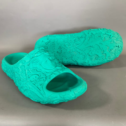 VERSACE Size 9 Green Rubber Slip On Sandals