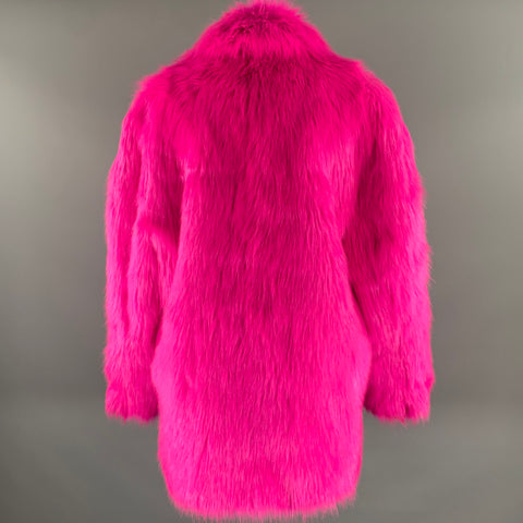 STAND STUDIO Size M Pink Modacrylic Blend Textured Faux Fur Coat