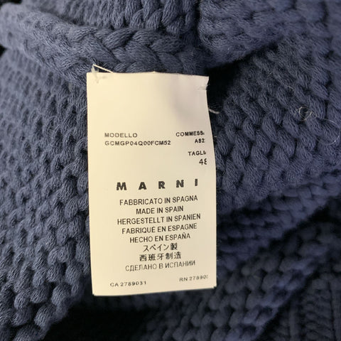 MARNI Size L Navy White & Black Knit Cotton Blend Ribbed Sweater
