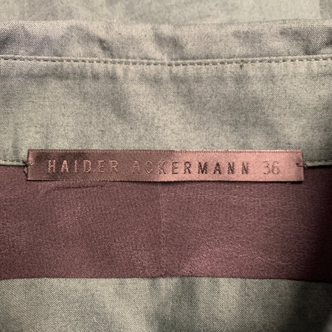 HAIDER ACKERMANN Size 4 Green Black Cotton Oversized Shirt