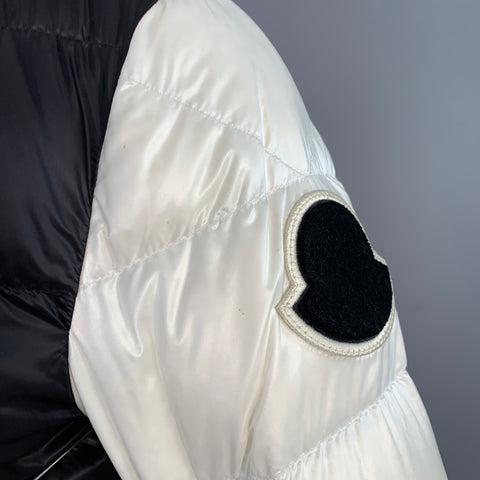 MONCLER Size S Beaufortain White Black Color Block Polyamide Zip Snaps Bomber Jacket