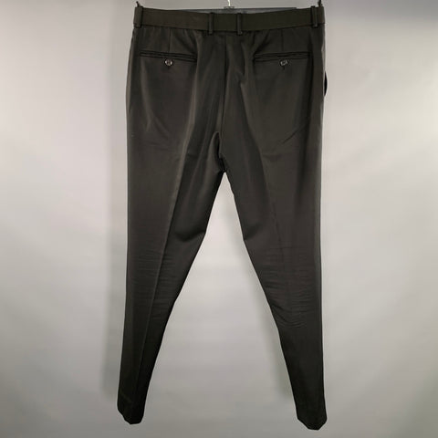 ALEXANDER MCQUEEN Size 36 Black Mixed Fabrics Wool Slim Fit Dress Pants