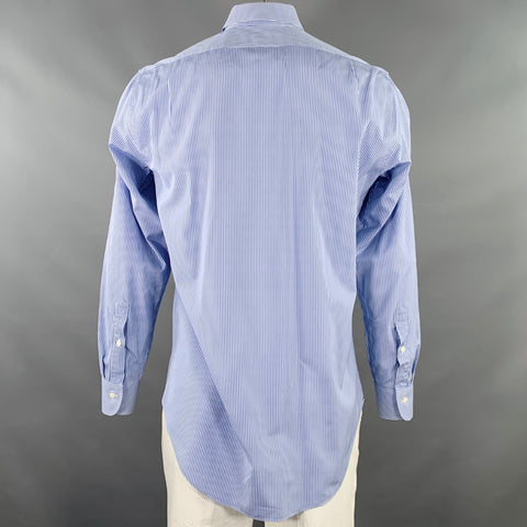 SID MASHBURN Size L Blue White Stripe Cotton One Pocket Long Sleeve Shirt