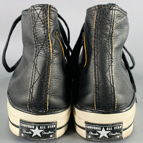 CONVERSE Size 9 Black Leather High Top Sneakers