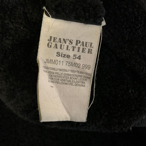 GAULTIER JEANS Size 44 Black Leather Biker Jacket