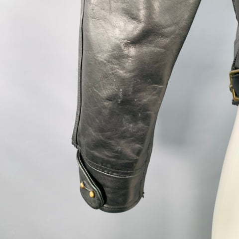 Veste AL'S ATTIRE col club en cuir noir clouté taille S