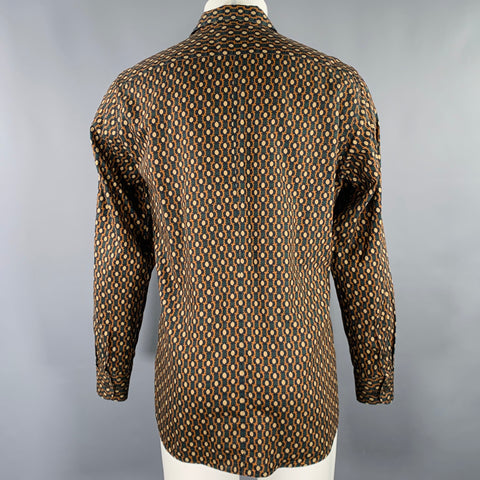 DRIES VAN NOTEN Size 40 Beige Dark Green Abstract Cotton Long Sleeve Shirt