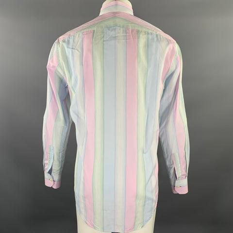 PAUL SMITH Size L Cream Multi-Color Stripe Cotton Dagger Long Sleeve Shirt