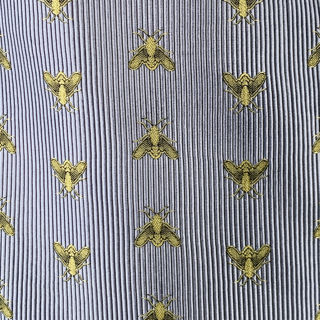 FAVOURBROOK Size 46 Blue Gold Embroidered Bees Silk Classic Vest