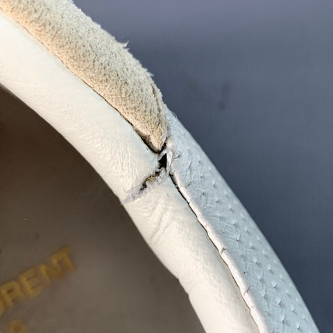 SAINT LAURENT Size 9 White Beige Perforated Leather Sneakers