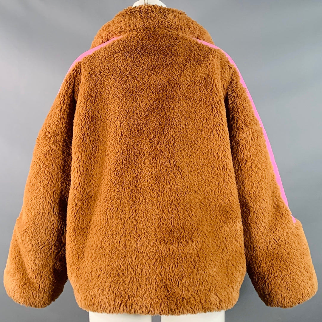OOF WEAR Size S Brown Lavender Polyester Faux Fur Zip Up Jacket