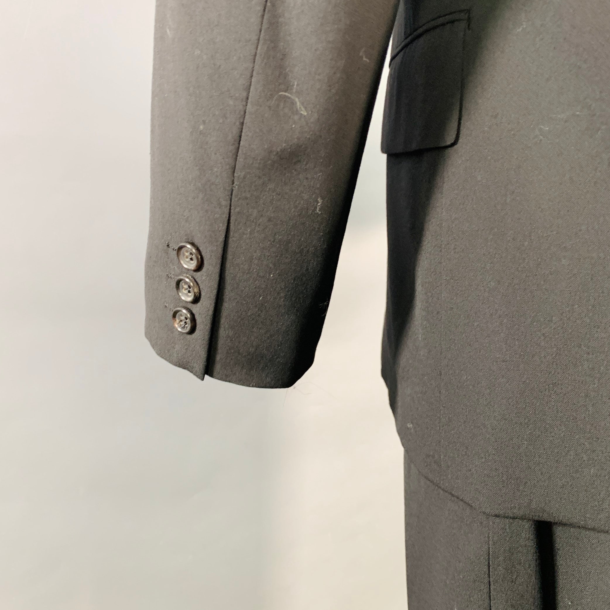 COMME des GARCONS HOMME PLUS Vintage 1990 Size S Black Wool Notch