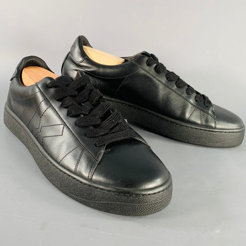 KENZO Size 10 Black Leather Rubber Sole Low Top Sneakers