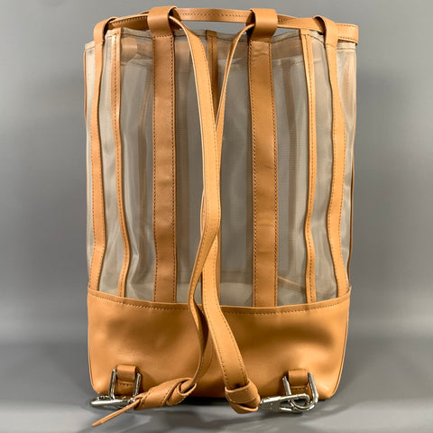 PHILLIP LIM SS2017 Tan Light Grey Mesh Leather Backpack