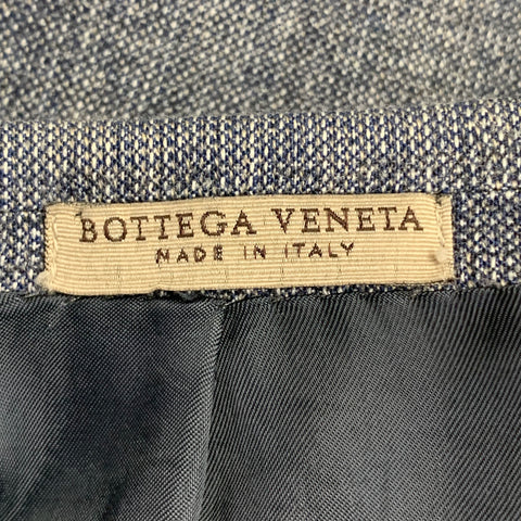 BOTTEGA VENETA Taille 46 Manteau de sport à revers cranté en laine vierge chinée marine et blanc