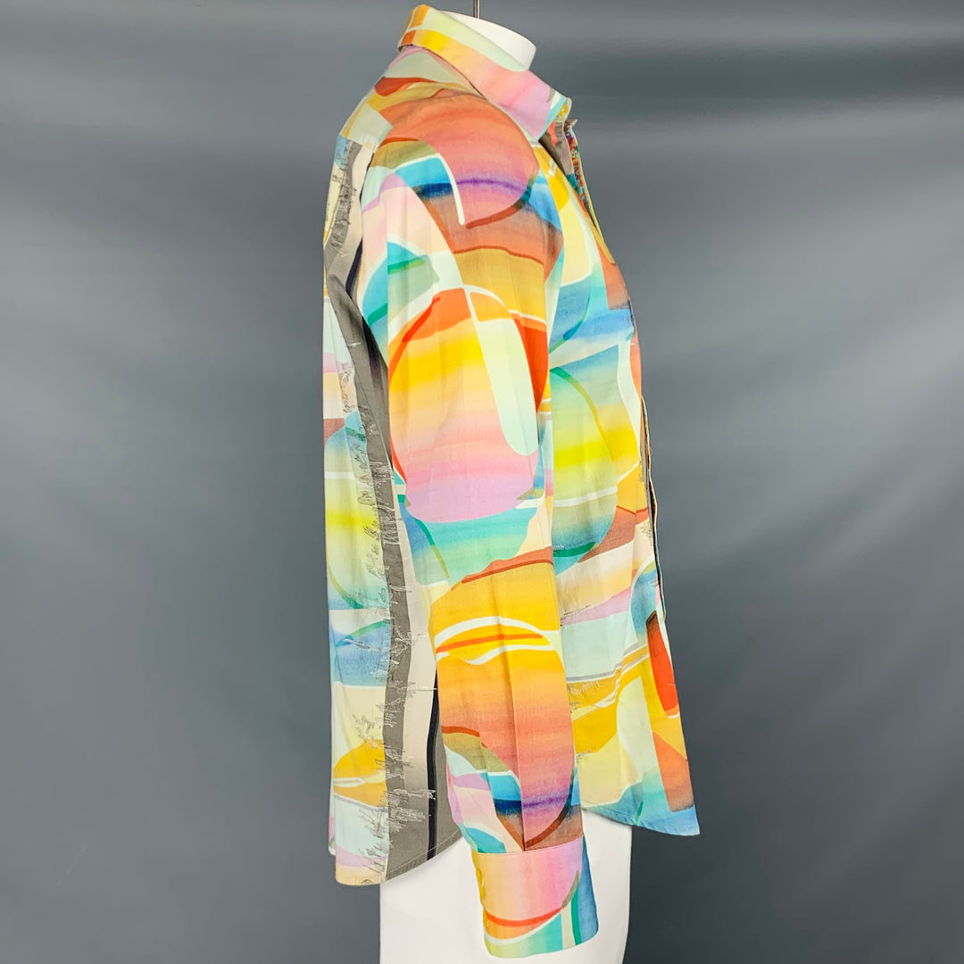 ROBERT GRAHAM Taille L Chemise à manches longues en coton imprimé art abstrait multicolore