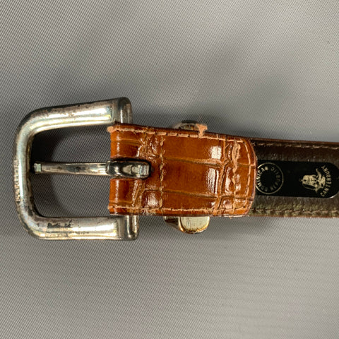 NO BRAND Brown Cognac Alligator Leather Belt