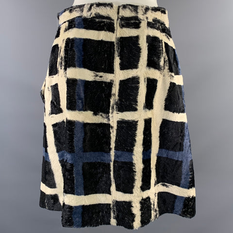 AERON Size 8 Black White Viscose Plaid Mini Mini Skirt