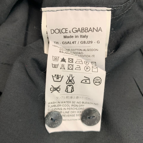 DOLCE & GABBANA Size M Black Cotton Epaulettes Long Sleeve Shirt