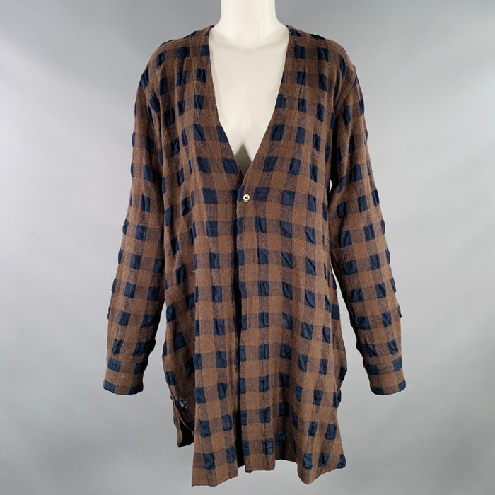 NEEDLES Cardigan à un bouton en laine mélangée à carreaux marron marine taille M