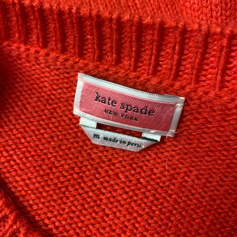 KATE SPADE Size M Red Alpaca Blend Dice Knit Sweater Womens