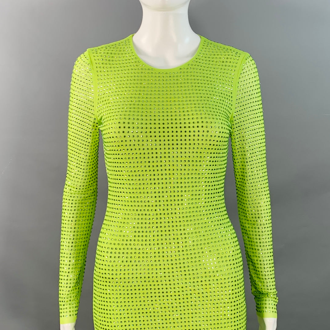 green emerald velvet dress SELF-PORTRAIT Size 4 Neon Green Polyester Blend Rhinestones Long Cockt –  Sui Generis Designer Consignment