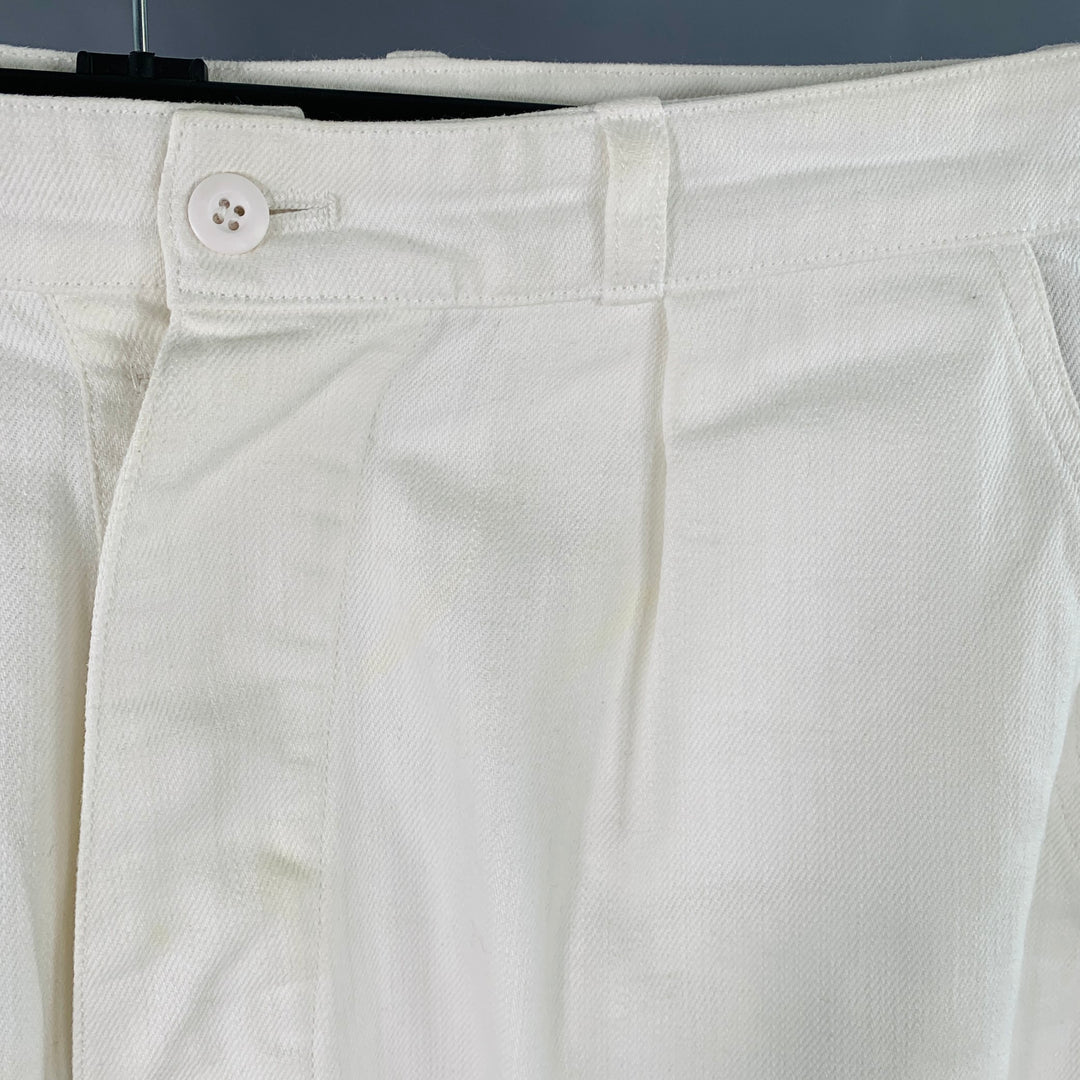 ADRET Size 34 White Pleated Tapered Casual Pants