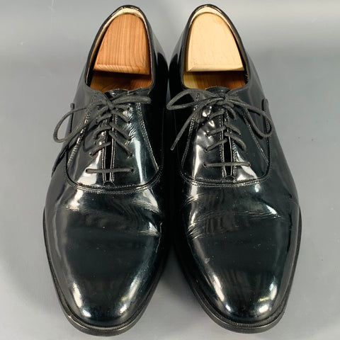CHURCH'S Size 11.5 Black Patent Leather Oxford Lace-Up Shoes