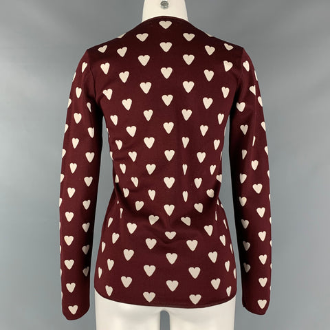 BURBERRY PRORSUM Size S Brown Silk Blend Print V-Neck Sweater