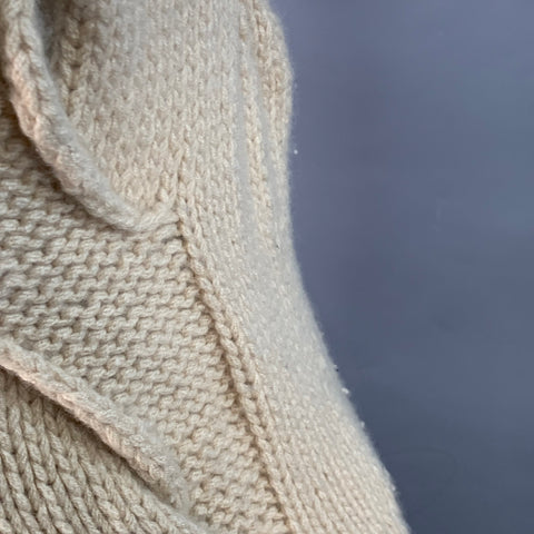 TSE Size L Beige Cashmere Cable Knit Sleeveless Mock Neck Sweater