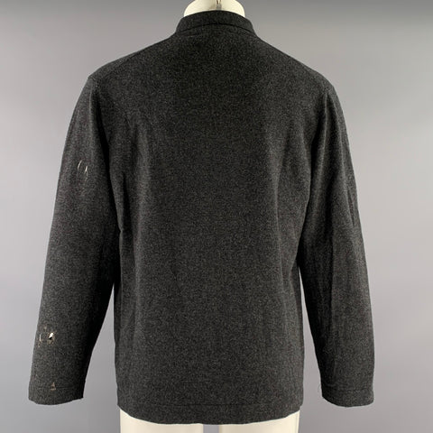 EVAN KINORI Size M Grey Heather Wool And Cashmere Button Up Sweater