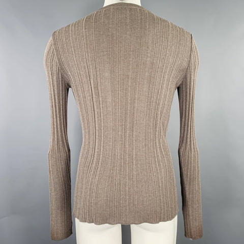 DOLCE & GABBANA Size XS Grey Taupe Rib Knit V-Neck Pullover