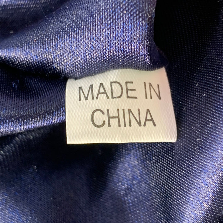 VINTAGE Navy Pink Beaded Sequined Floral Satin Clutch Handbag