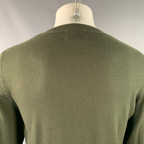 ODIN Size M Forest Green Knit Cashwool Faux Suede Crew Neck Pullover
