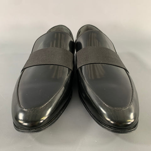 BURBERRY Size 7 Black Leather Slip On Loafers