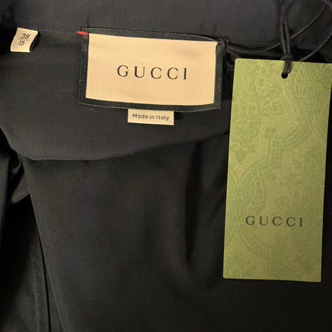 GUCCI SS 2023 Size S Black Cotton GG  Long Sleeve Dress  Shirt
