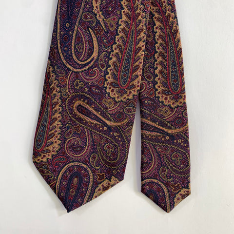 GIANFRANCO FERRE Burgundy Navy Brown Paisley Silk Tie