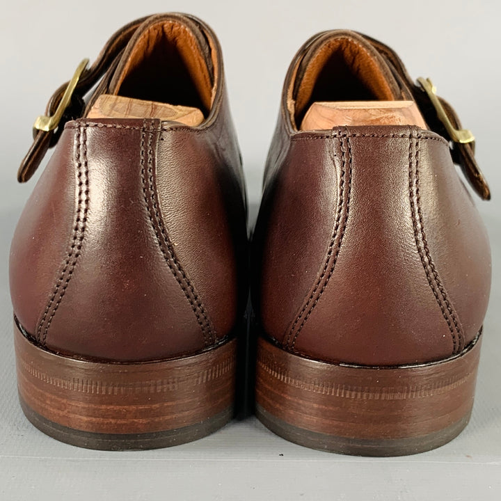 AIGNER Size 9.5 Brown Leather Monk Strap Loafers Shoes