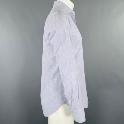 BOGLIOLI Size M Blue White Stripe Spread Collar Long Sleeve Shirt