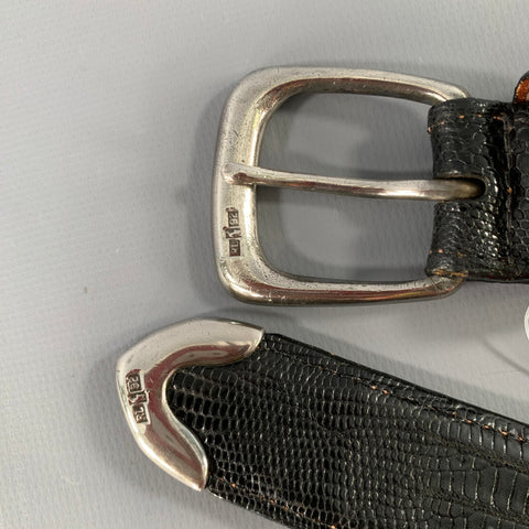 POLO by RALPH LAUREN Size 32 Black Silver Leather Lizard Belt