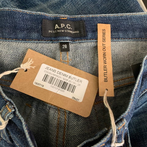 A.P.C. Size 28 Navy Wash Denim Button Fly Jeans