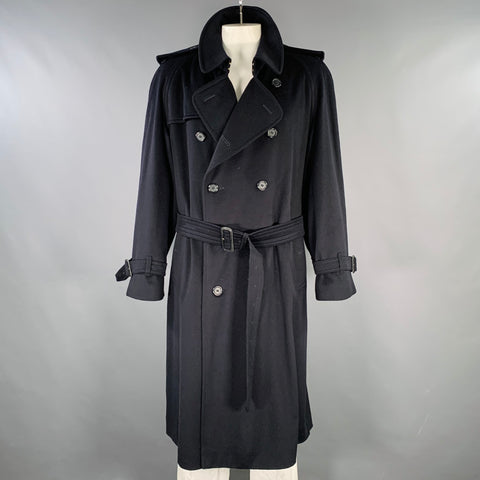 BURBERRY LONDON Size 50 Black Wool Double Breasted Coat