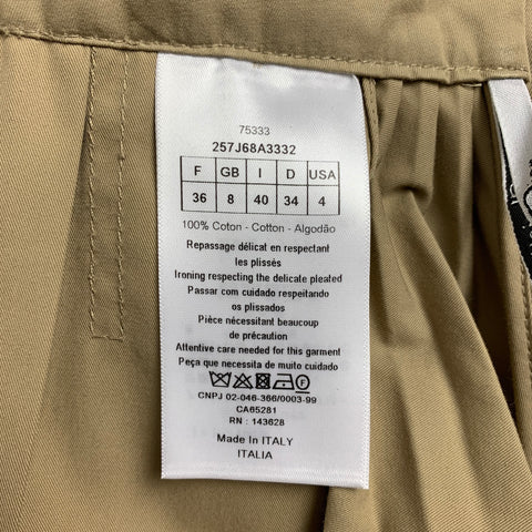 CHRISTIAN DIOR Taille 4 Jupe asymétrique plissée en gabardine de coton kaki