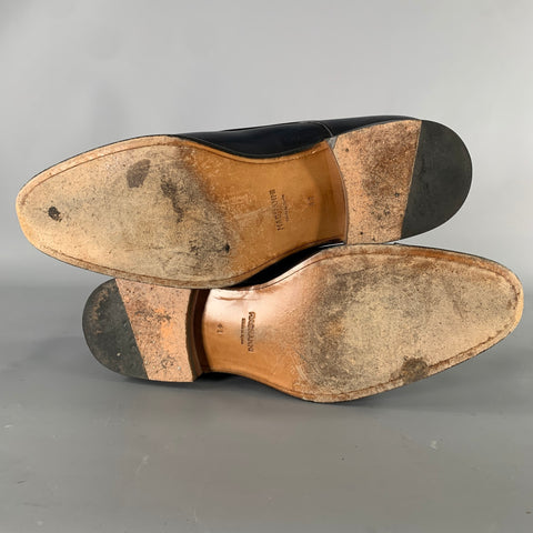 MAGNANNI Size 8 Navy Black Leather Double Monk Strap Loafers