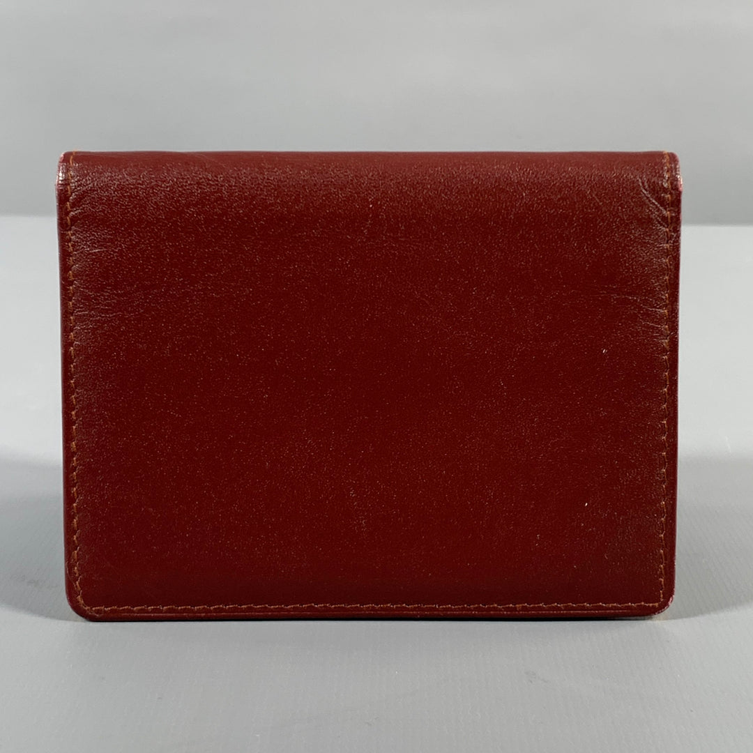 CARTIER Burgundy Gold Leather Card Case Wallet