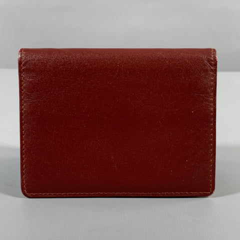 CARTIER Burgundy Gold Leather Card Case Wallet