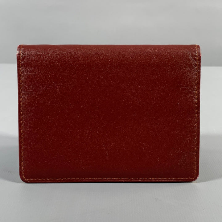CARTIER Burgundy Gold Leather Card Case Wallet